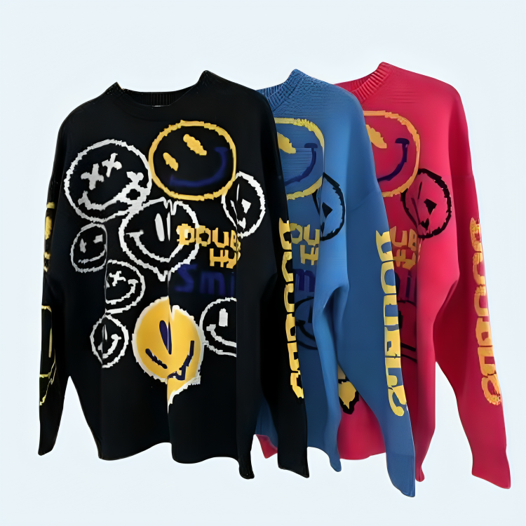 Smilely Face Long Sleeve Sweatshirts